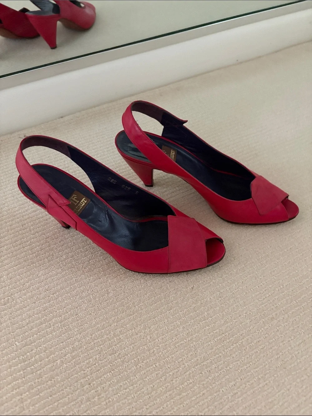 Farrutx Women’s Red Slingback Peep-Toe Heels